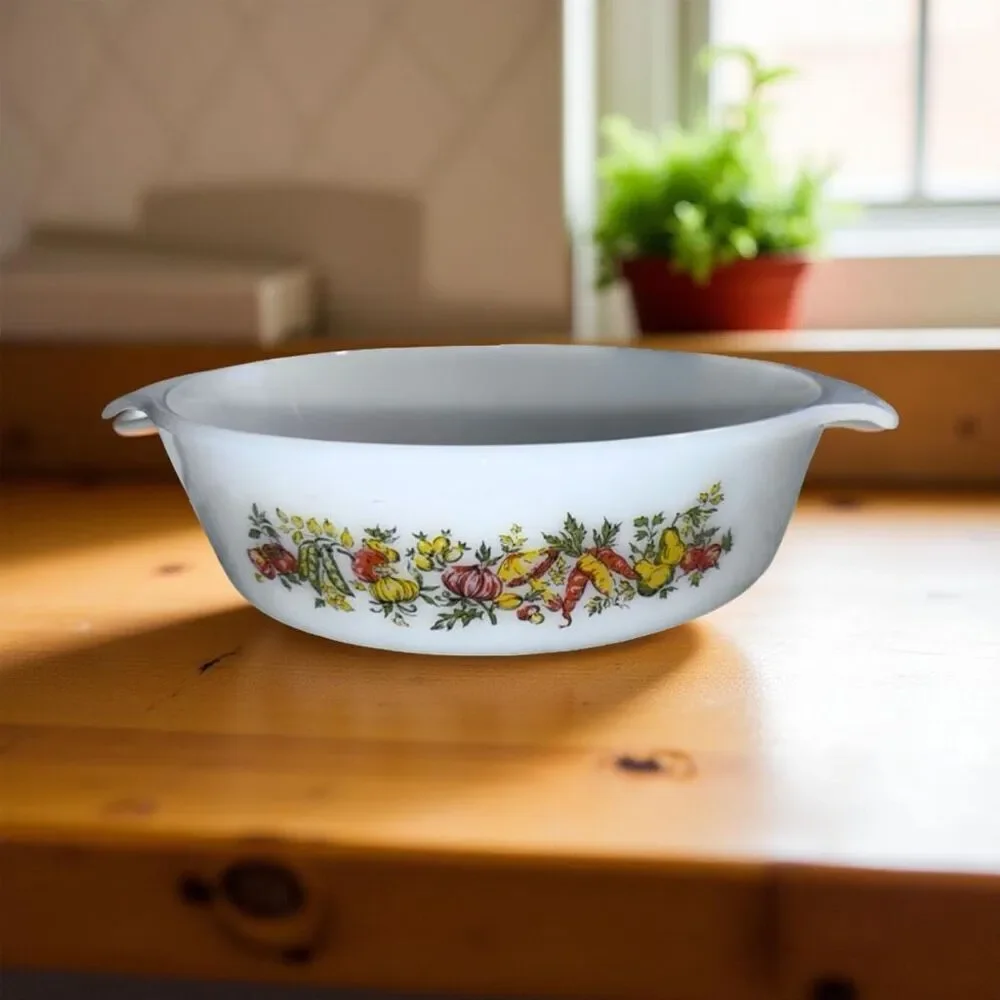 Vintage Fall Harvest Fire King Anchor Hocking 1 qt Casserole Dish